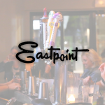 Eastpoint logo over a bar scene with beer taps and patrons.