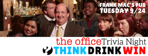 Cast of The Office posing together with logo and Think DRM text.