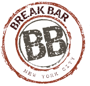 Vintage logo of Break Bar in New York City with distressed text.