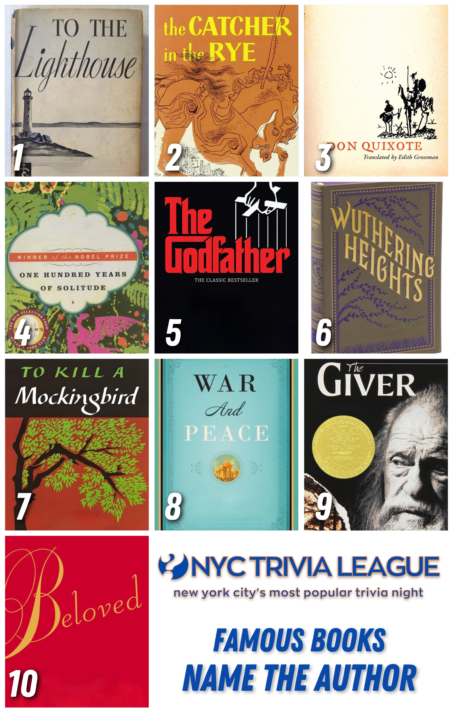 Famous Books Author Quiz - NYC Trivia League